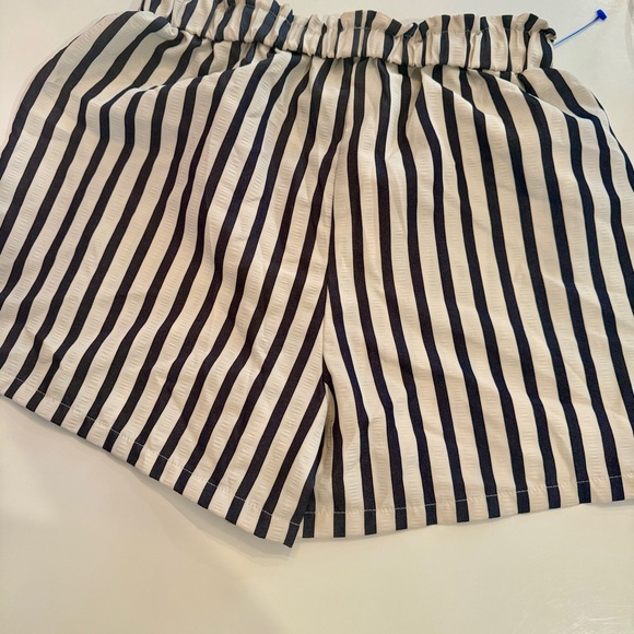 SHEIN Black & White High-Waist Striped Drawstring Shorts - Picture 3 of 5